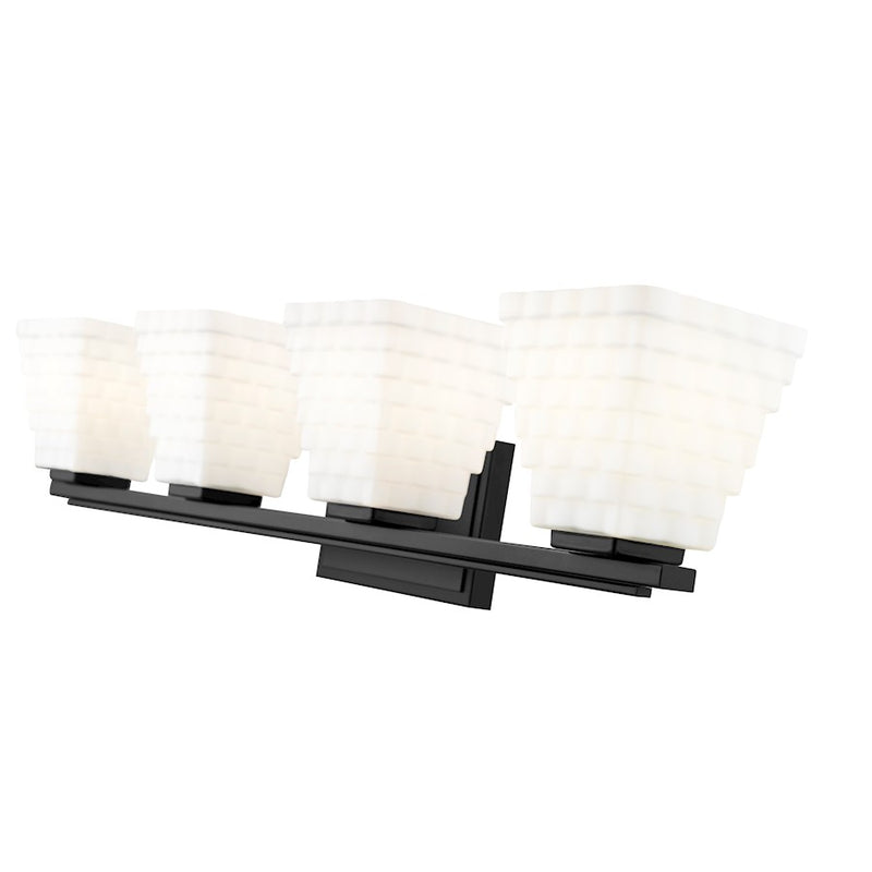 Z-Lite Annalise 4 Light Vanity, Matte Black/Matte Opal