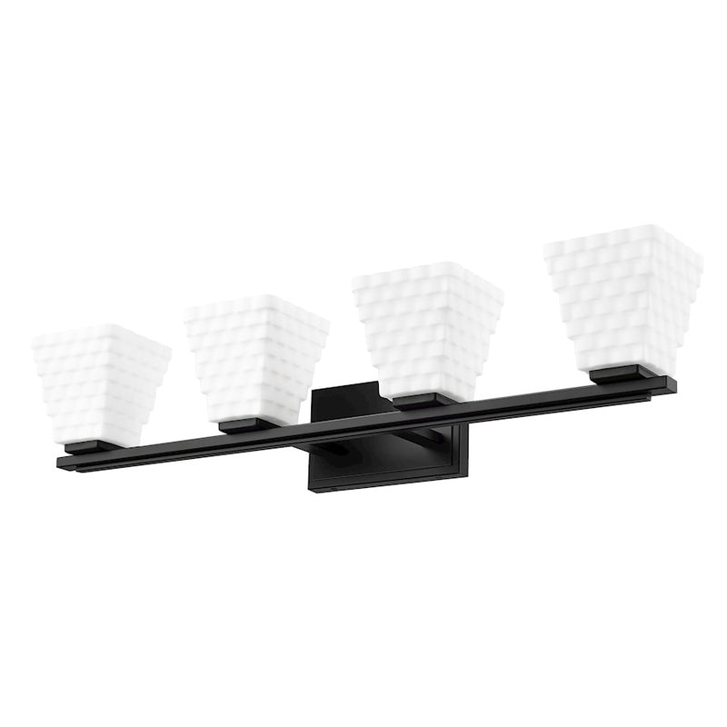 Z-Lite Annalise 4 Light Vanity, Matte Black/Matte Opal