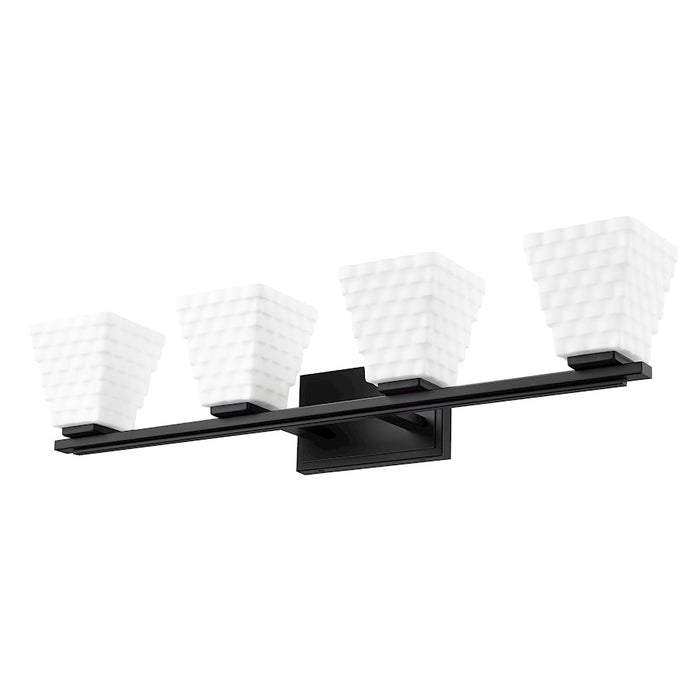 Z-Lite Annalise 4 Light Vanity, Matte Black/Matte Opal