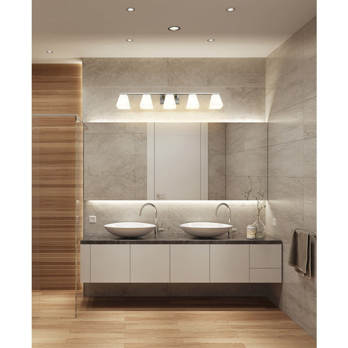 Z-Lite Annalise 5 Light Vanity, Brushed Nickel/Matte Opal