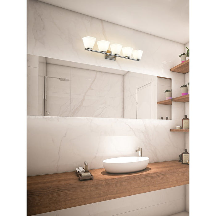 Z-Lite Annalise 5 Light Vanity, Brushed Nickel/Matte Opal