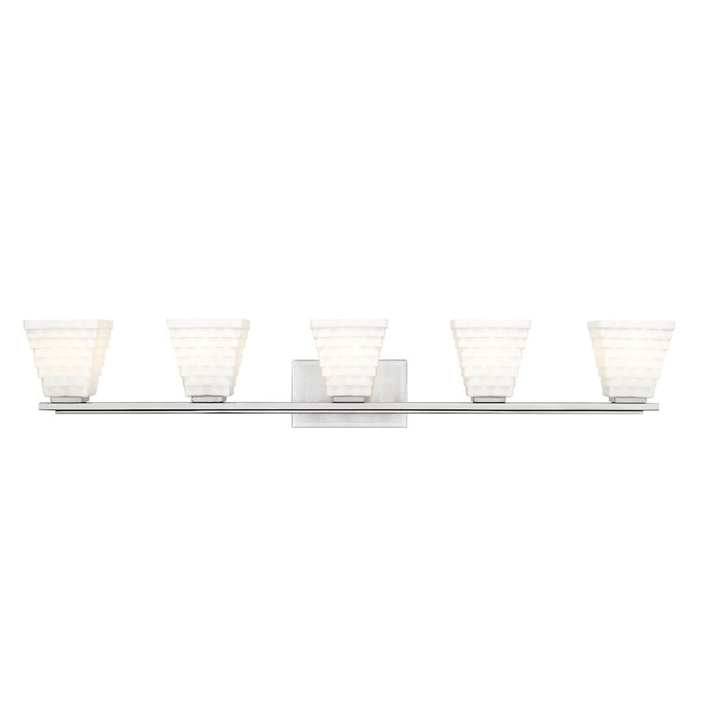 Z-Lite Annalise 5 Light Vanity, Brushed Nickel/Matte Opal