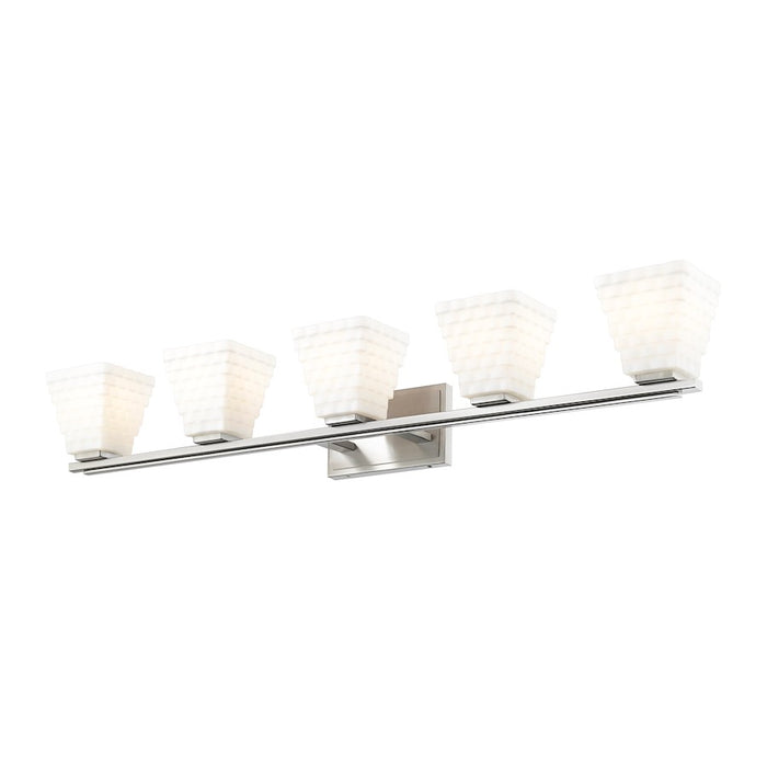 Z-Lite Annalise 5 Light Vanity, Brushed Nickel/Matte Opal