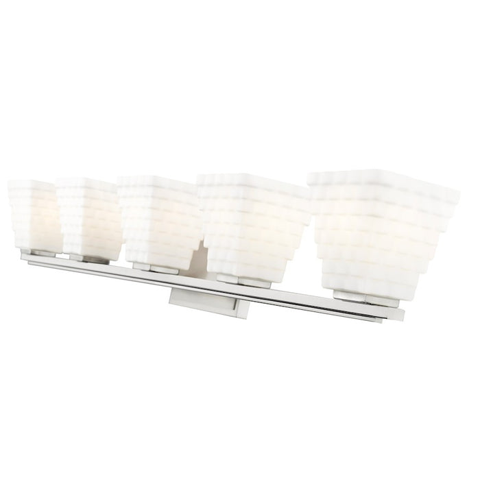 Z-Lite Annalise 5 Light Vanity, Brushed Nickel/Matte Opal