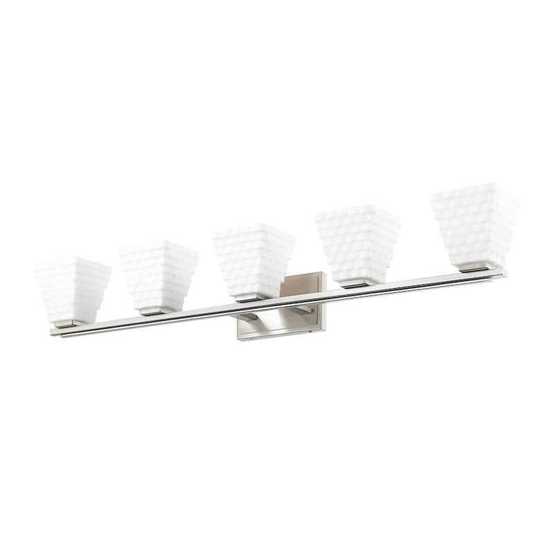 Z-Lite Annalise 5 Light Vanity, Brushed Nickel/Matte Opal