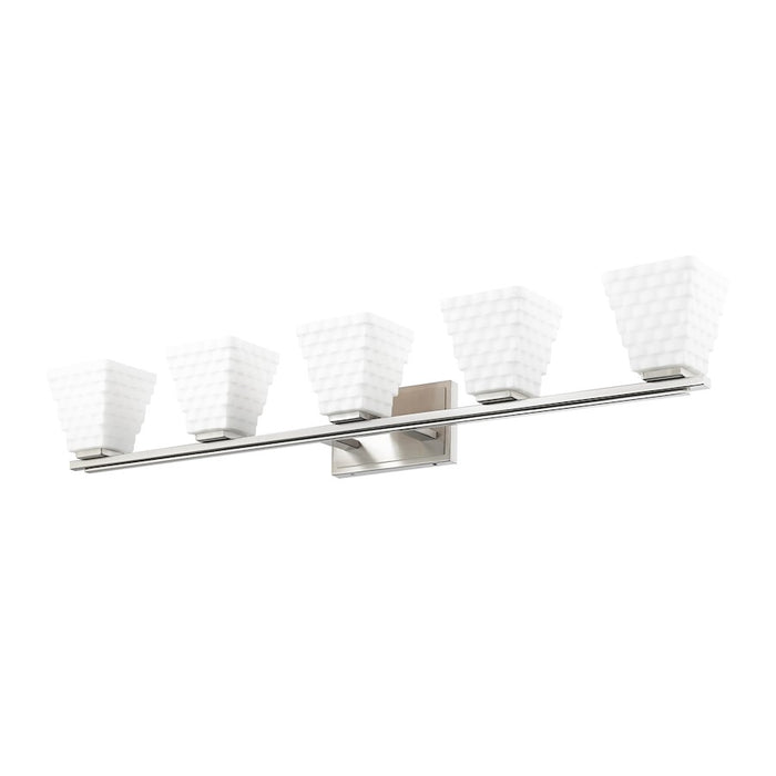 Z-Lite Annalise 5 Light Vanity, Brushed Nickel/Matte Opal