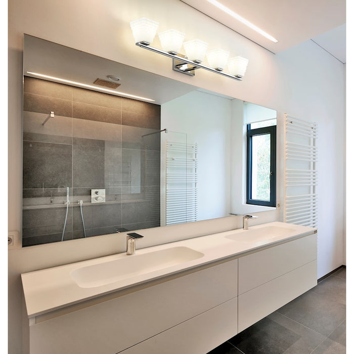 Z-Lite Annalise 5 Light Vanity, Chrome/Matte Opal