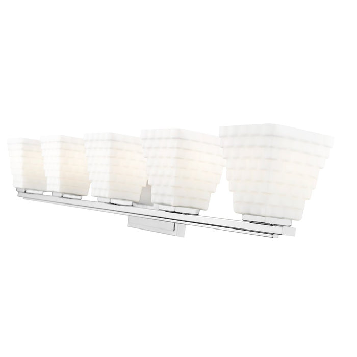 Z-Lite Annalise 5 Light Vanity, Chrome/Matte Opal