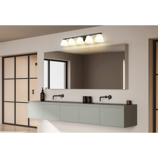 Z-Lite Annalise 5 Light Vanity, Matte Black/Matte Opal