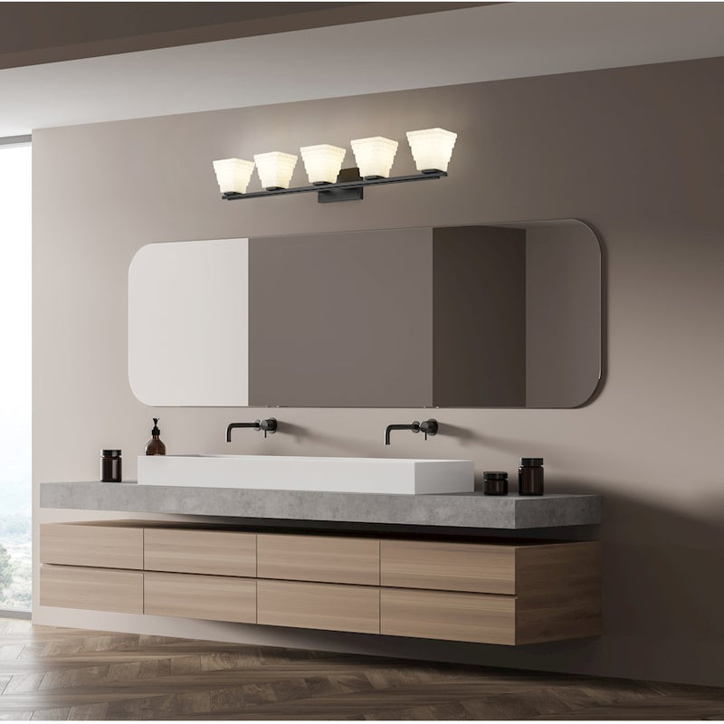 Z-Lite Annalise 5 Light Vanity, Matte Black/Matte Opal