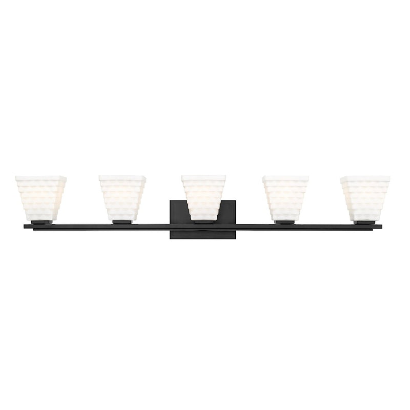 Z-Lite Annalise 5 Light Vanity, Matte Black/Matte Opal