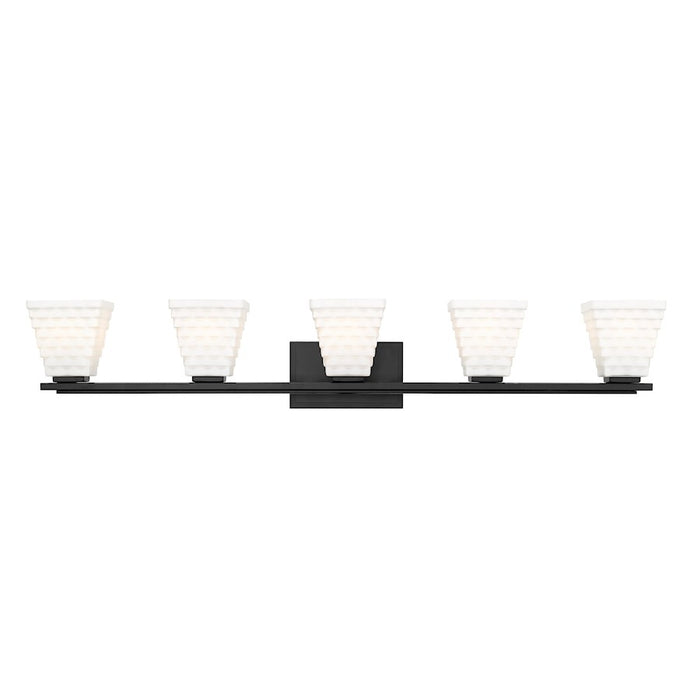 Z-Lite Annalise 5 Light Vanity, Matte Black/Matte Opal