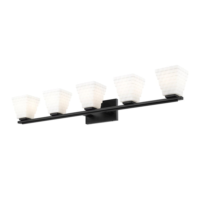 Z-Lite Annalise 5 Light Vanity, Matte Black/Matte Opal