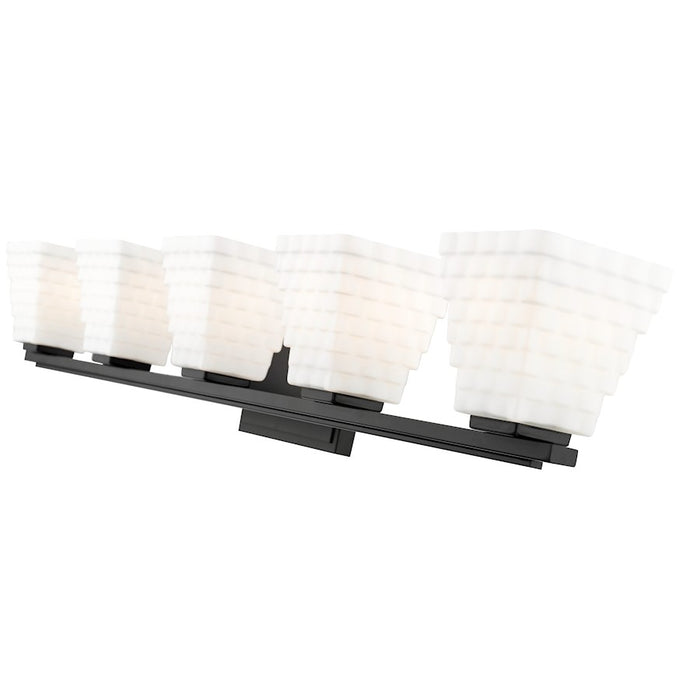 Z-Lite Annalise 5 Light Vanity, Matte Black/Matte Opal
