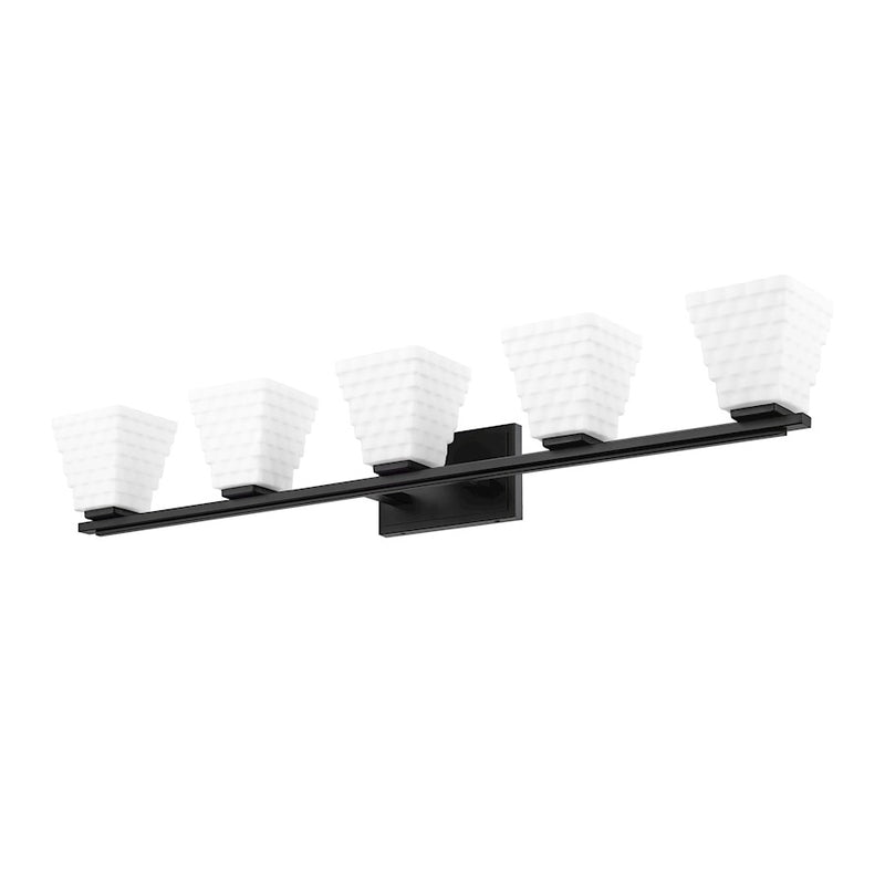 Z-Lite Annalise 5 Light Vanity, Matte Black/Matte Opal