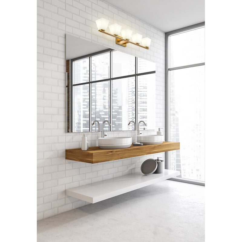 Z-Lite Annalise 5 Light Vanity, Modern Gold/Matte Opal
