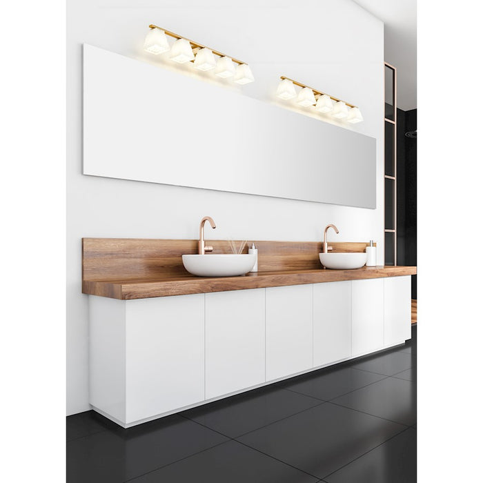 Z-Lite Annalise 5 Light Vanity, Modern Gold/Matte Opal
