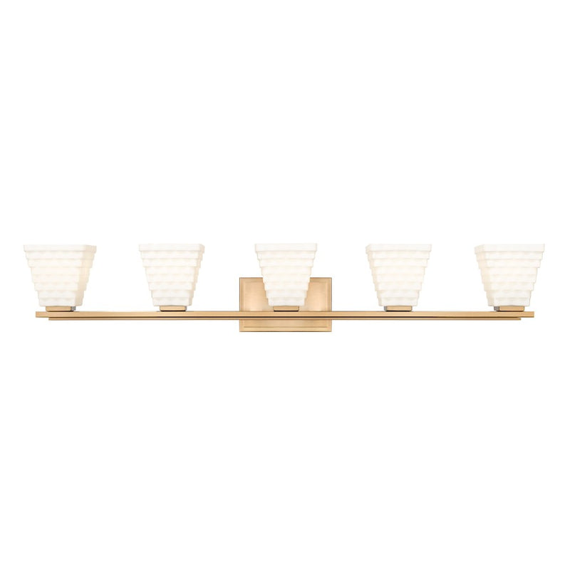 Z-Lite Annalise 5 Light Vanity, Modern Gold/Matte Opal