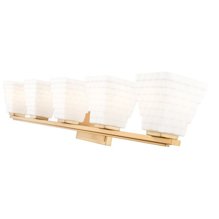 Z-Lite Annalise 5 Light Vanity, Modern Gold/Matte Opal