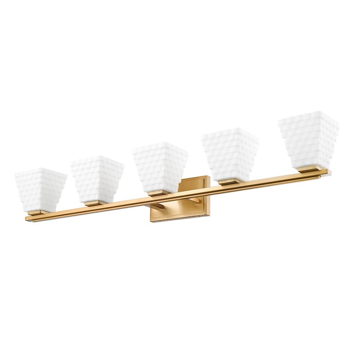 Z-Lite Annalise 5 Light Vanity, Modern Gold/Matte Opal