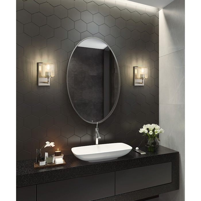 Z-Lite Landon 1 Light Wall Sconce, Brushed Nickel/Clear Ribbed