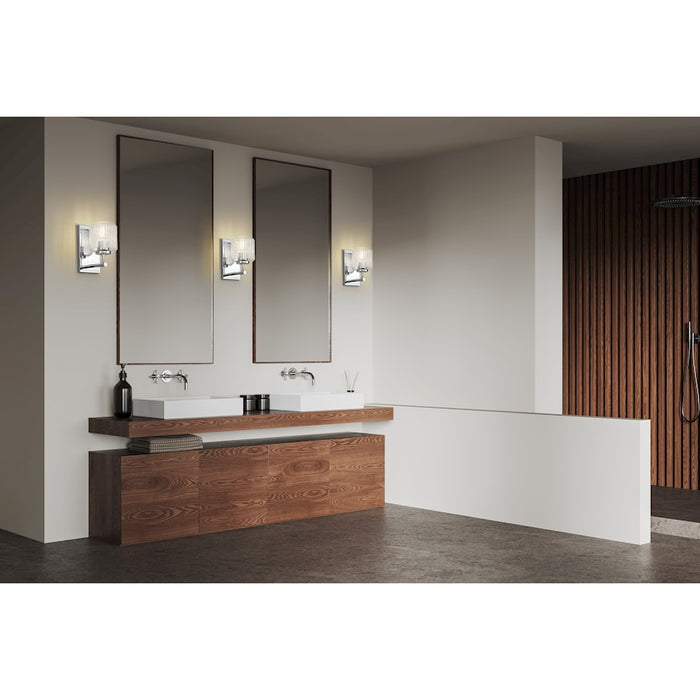 Z-Lite Landon 1 Light Wall Sconce, Chrome/Clear Ribbed