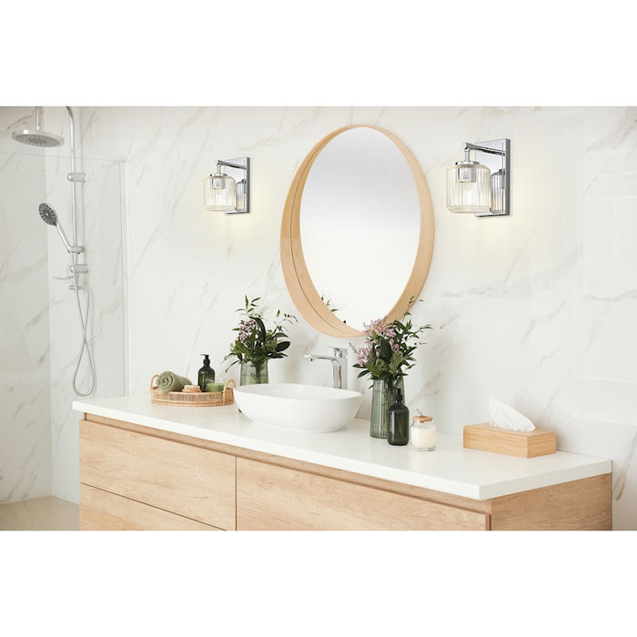 Z-Lite Landon 1 Light Wall Sconce, Chrome/Clear Ribbed