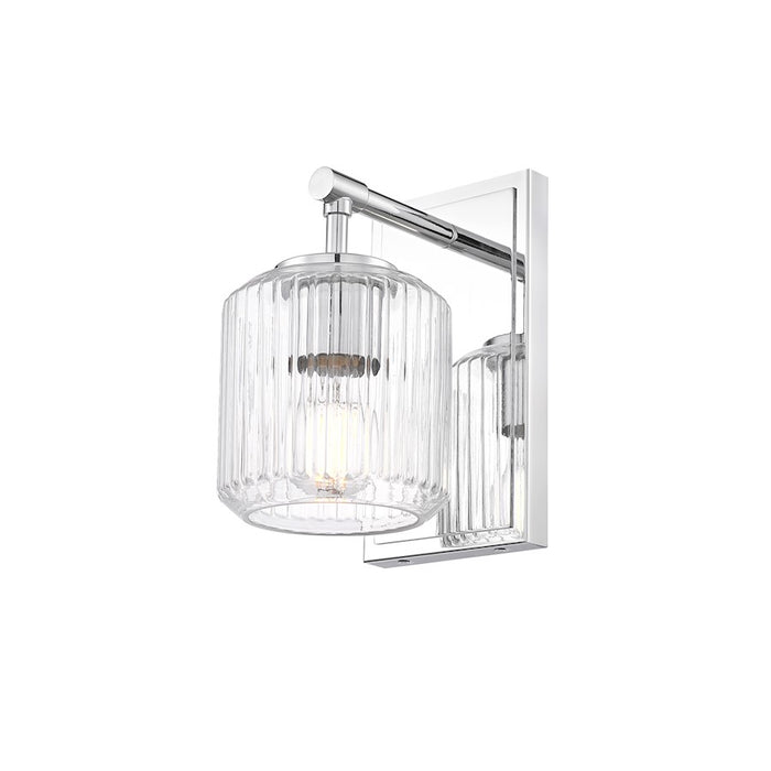 Z-Lite Landon 1 Light Wall Sconce, Chrome/Clear Ribbed