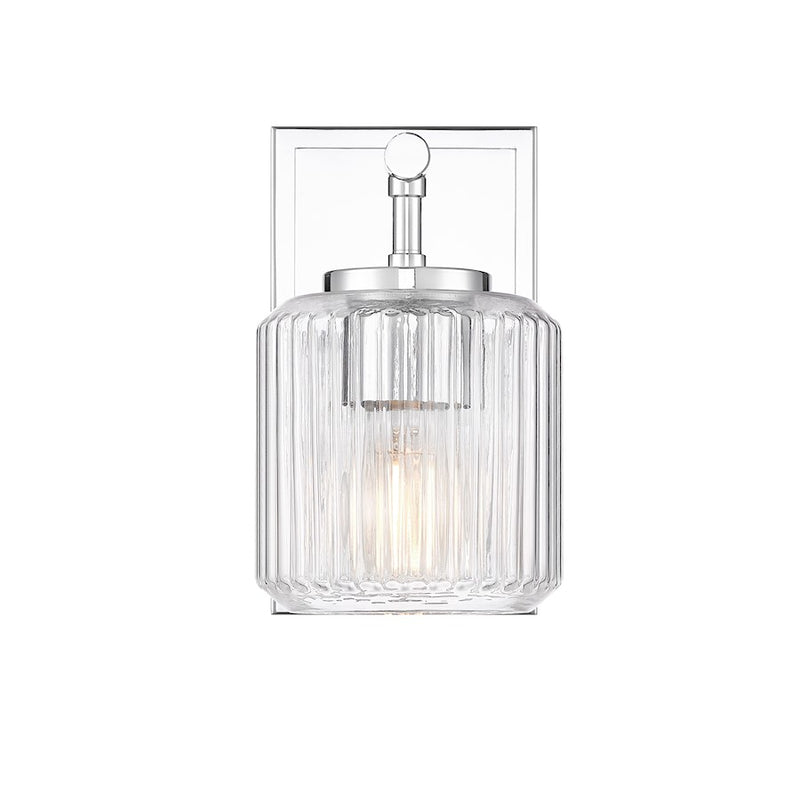 Z-Lite Landon 1 Light Wall Sconce, Chrome/Clear Ribbed