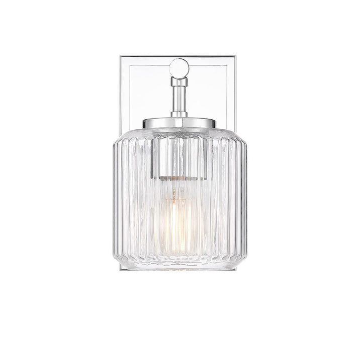 Z-Lite Landon 1 Light Wall Sconce, Chrome/Clear Ribbed