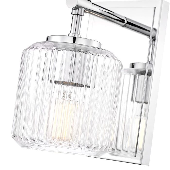 Z-Lite Landon 1 Light Wall Sconce, Chrome/Clear Ribbed