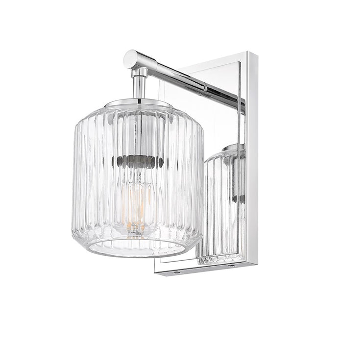 Z-Lite Landon 1 Light Wall Sconce, Chrome/Clear Ribbed