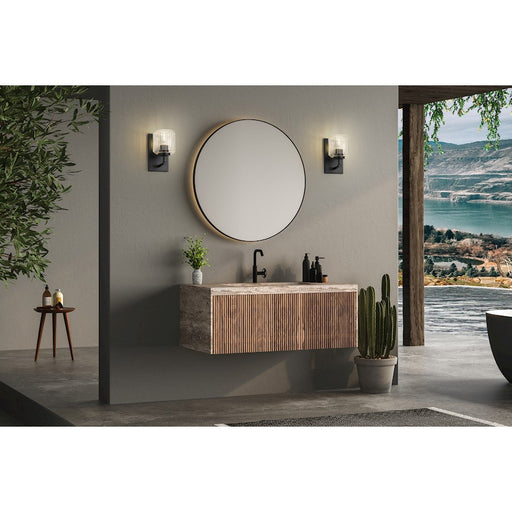 Z-Lite Landon 1 Light Wall Sconce, Matte Black/Clear Ribbed