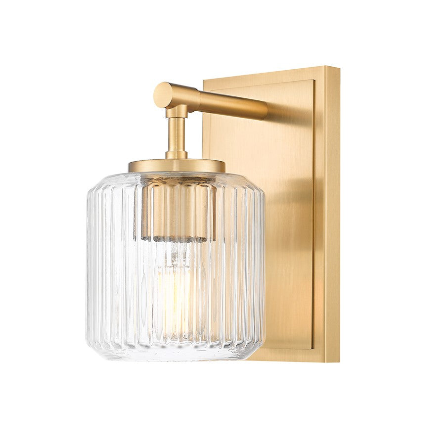 Z-Lite Landon 1 Light Wall Sconce, Modern Gold/Clear Ribbed - 7515-1S-MGLD