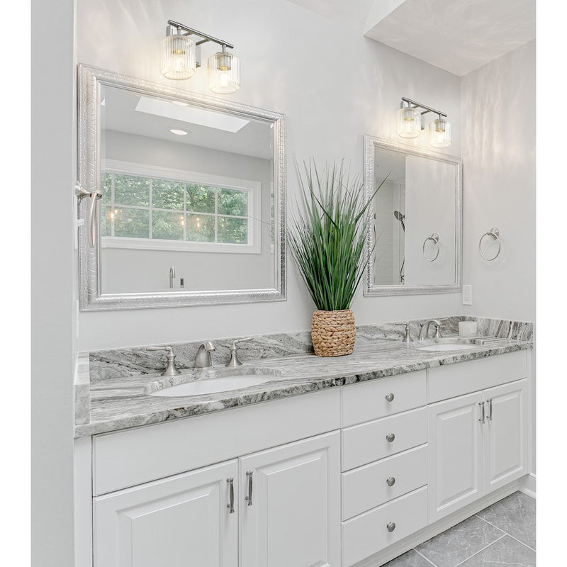 Z-Lite Landon 2 Light Vanity, Brushed Nickel/Clear Ribbed