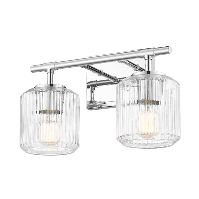 Z-Lite Landon 2 Light Vanity, Chrome/Clear Ribbed