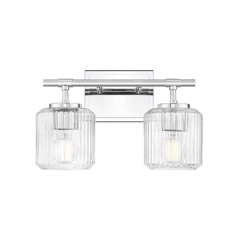 Z-Lite Landon 2 Light Vanity, Chrome/Clear Ribbed