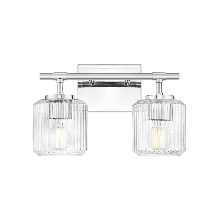 Z-Lite Landon 2 Light Vanity, Chrome/Clear Ribbed