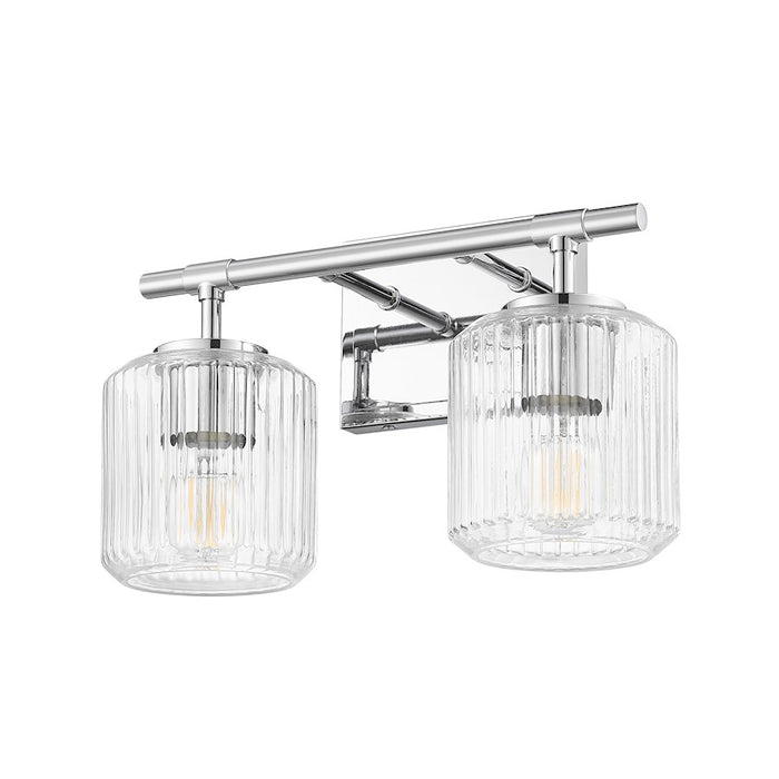 Z-Lite Landon 2 Light Vanity, Chrome/Clear Ribbed