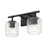 Z-Lite Landon 2 Light Vanity, Matte Black/Clear Ribbed
