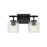 Z-Lite Landon 2 Light Vanity, Matte Black/Clear Ribbed