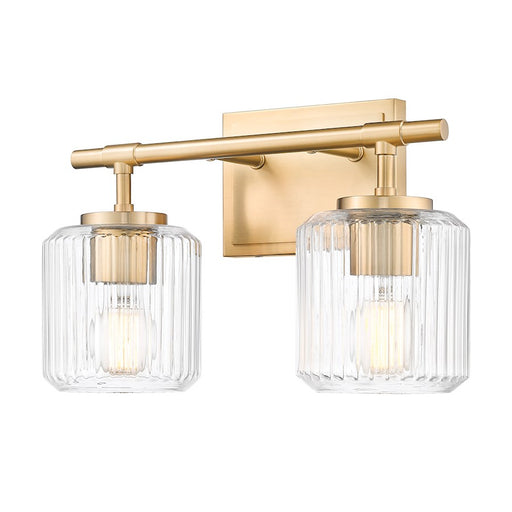 Z-Lite Landon 2 Light Vanity, Modern Gold/Clear Ribbed - 7515-2V-MGLD