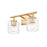 Z-Lite Landon 2 Light Vanity, Modern Gold/Clear Ribbed