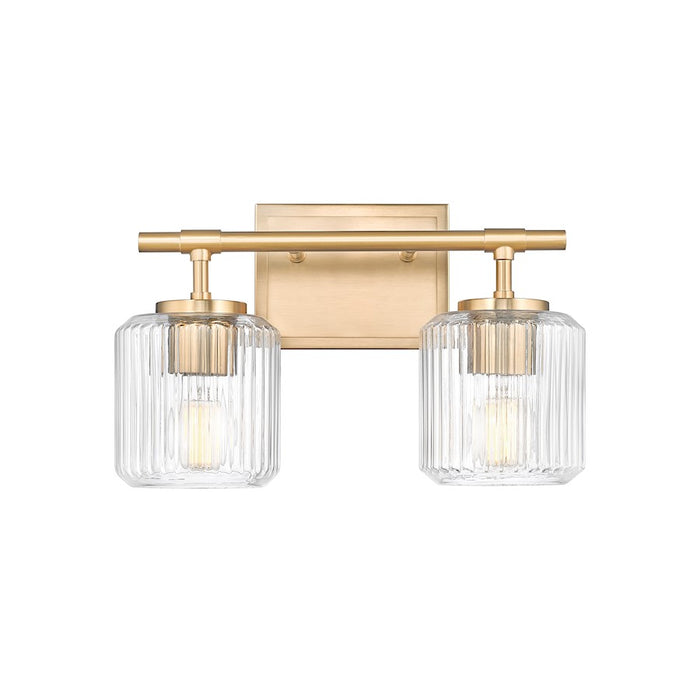 Z-Lite Landon 2 Light Vanity, Modern Gold/Clear Ribbed