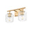 Z-Lite Landon 2 Light Vanity, Modern Gold/Clear Ribbed