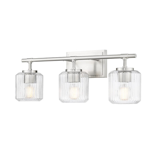 Z-Lite Landon 3 Light Vanity, Brushed Nickel/Clear Ribbed - 7515-3V-BN