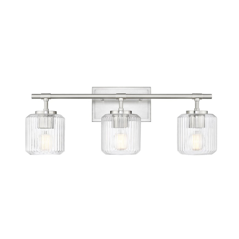 Z-Lite Landon 3 Light Vanity, Brushed Nickel/Clear Ribbed