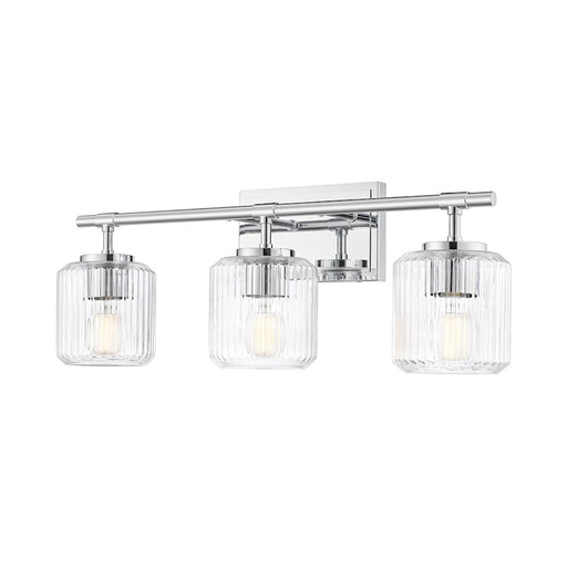 Z-Lite Landon 3 Light Vanity, Chrome/Clear Ribbed - 7515-3V-CH