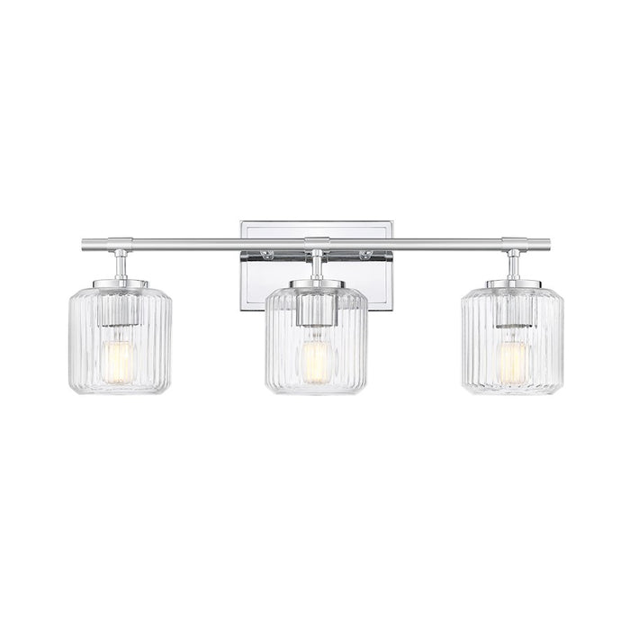 Z-Lite Landon 3 Light Vanity, Chrome/Clear Ribbed