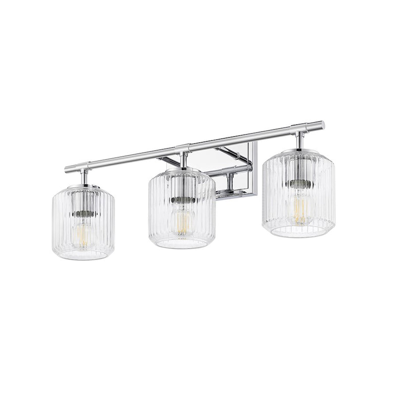 Z-Lite Landon 3 Light Vanity, Chrome/Clear Ribbed